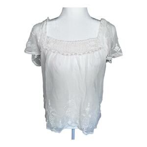 Vintage forever 21 100% silk crochet trim blouse size m